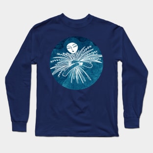 Blue green haired fairy with flowers. Long Sleeve T-Shirt